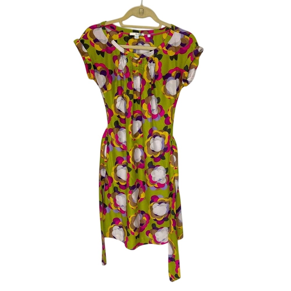 Boden Women's Floral Print 60's 70's Retro Silk Blend Dress Belted Size 2 - Picture 2 of 8